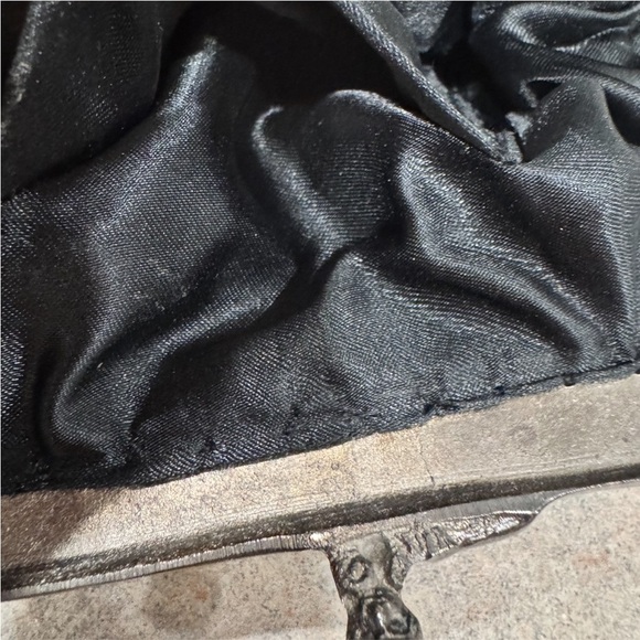 Vintage Black Beaded Evening Clutch Victorian Style Kiss-Lock Closure Gothic - Picture 4 of 5